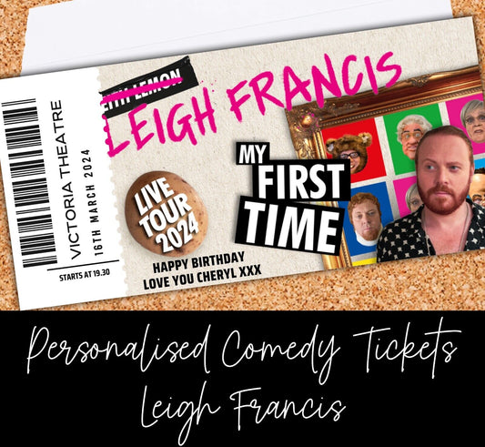 Leigh Personalised Birthday Surprise Event Comedy Night Comedian Ticket Voucher Gift